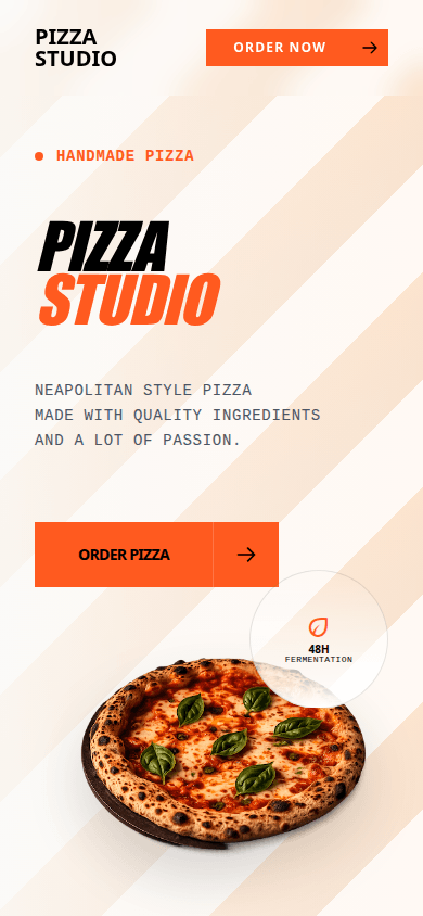 Мобільний екран концепту Pizza Studio